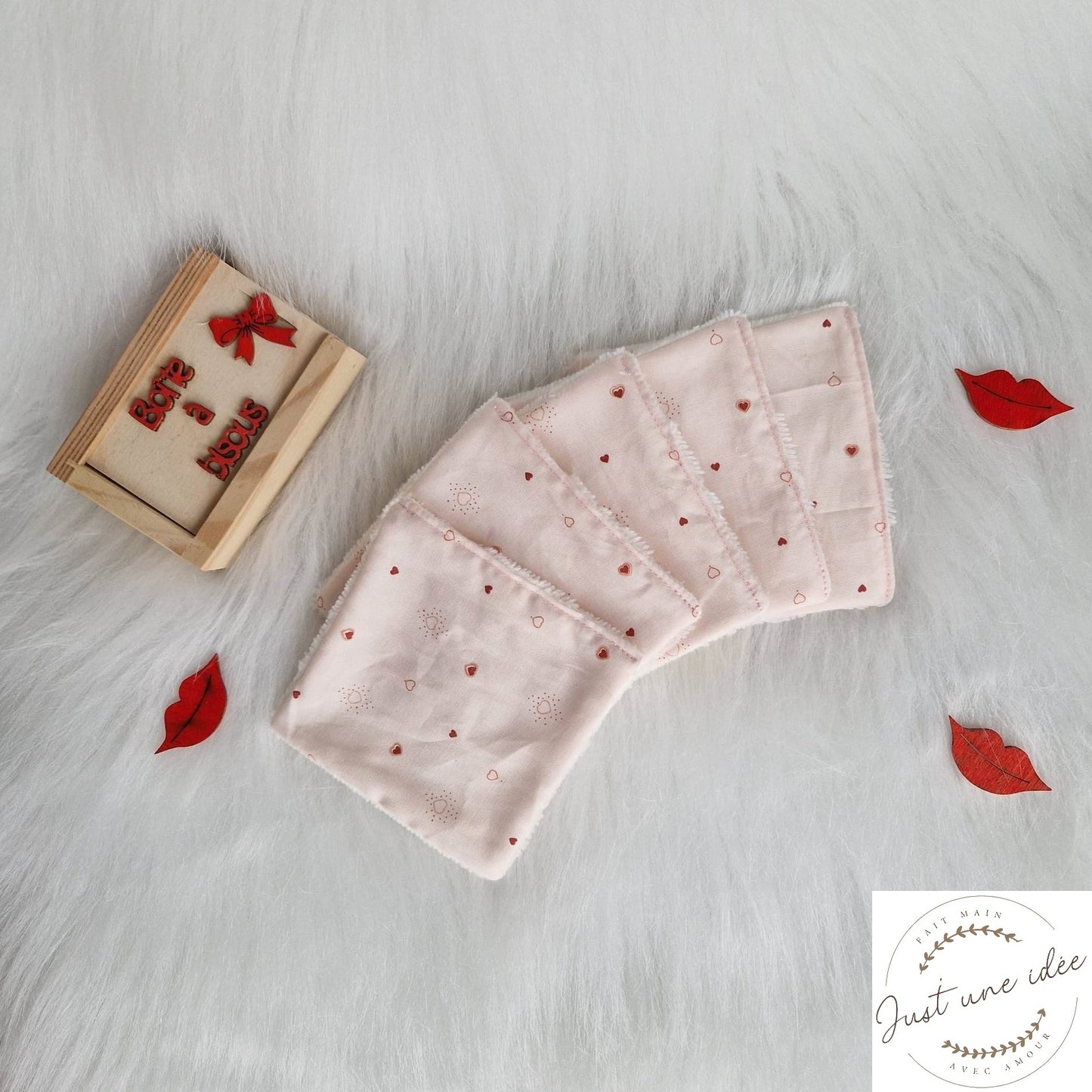 Collection Saint-Valentin - lingettes démaquillantes / débarbouillantes - zéro déchet
