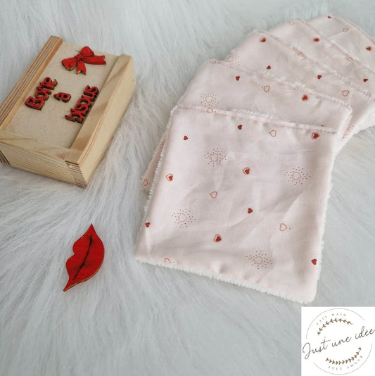 Collection Saint-Valentin - lingettes démaquillantes / débarbouillantes - zéro déchet